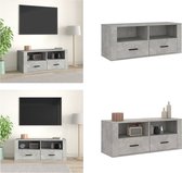 vidaXL Tv-meubel 100x35x40 cm bewerkt hout betongrijs - Tv-kast - Tv-kasten - Tv-meubel - Tv-meubel Met LED-verlichting