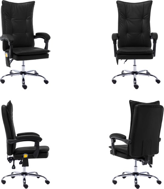 vidaXL Massage kantoorstoel kunstleer zwart - Bureaustoel - Bureaustoelen - Massage Kantoorstoel - Massage Kantoorstoelen