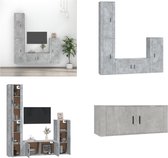vidaXL 4-delige Tv-meubelset bewerkt hout betongrijs - Tv-kast - Tv-kasten - Tv-meubel - Hifi-meubel