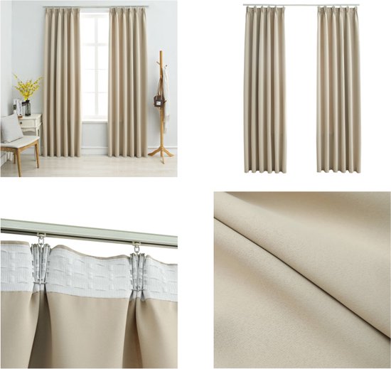 VidaXL Gordijnen Verduisterend - 2 Stuks 140x175 Cm - Zwart - Met Haken