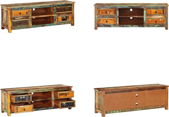 vidaXL Tv-meubel met 4 lades gerecycled hout - Televisiekast - Televisiekasten - Televisiemeubel - Televisiemeubels