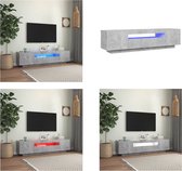 vidaXL Tv-meubel met LED-verlichting 160x35x40 cm betongrijs - Tv-kast - Tv-kasten - Televisiekast - Televisiekasten