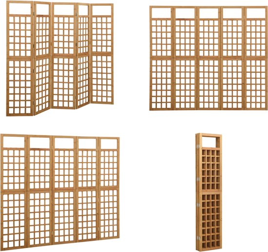 Kamerscherm met 5 panelen massief paulowniahout bruin