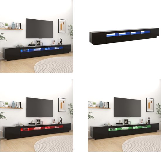vidaXL Tv-meubel met LED-verlichting 300x35x40 cm zwart - Tv-kast - Tv-kasten - Televisiekast - Televisiekasten