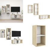 vidaXL 3-delige Tv-meubelset spaanplaat wit en sonoma eikenkleurig - Tv-kastenset - Tv-kastensets - Tv-kasten - Tv-meubelset