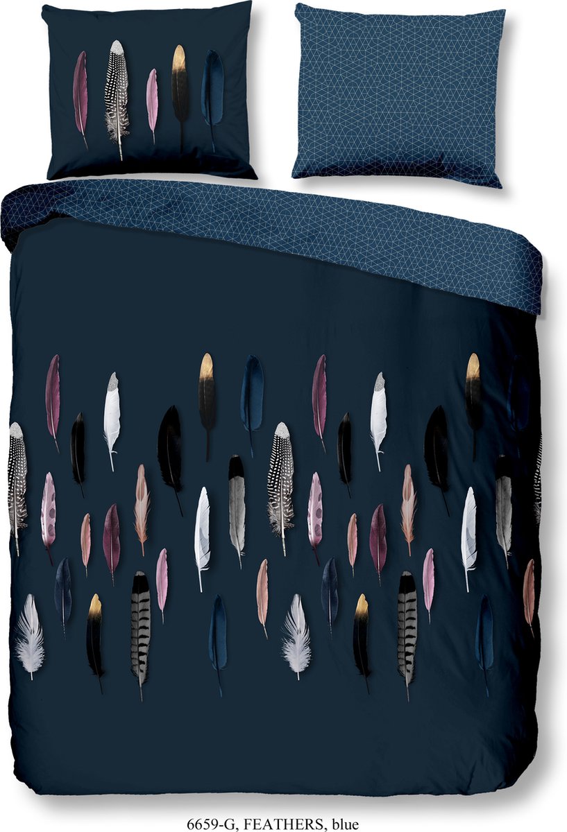 Good Morning dekbedovertrek veren - 1 persoons 140x200/220 cm - Blauw - 100% Katoen renforce