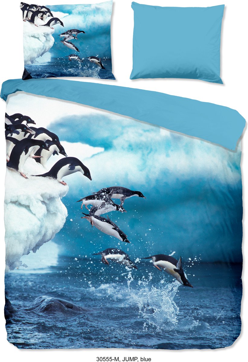 Pure Dekbedovertrek "pinguins" - Blauw - (240x200/220 cm) - Microfiber