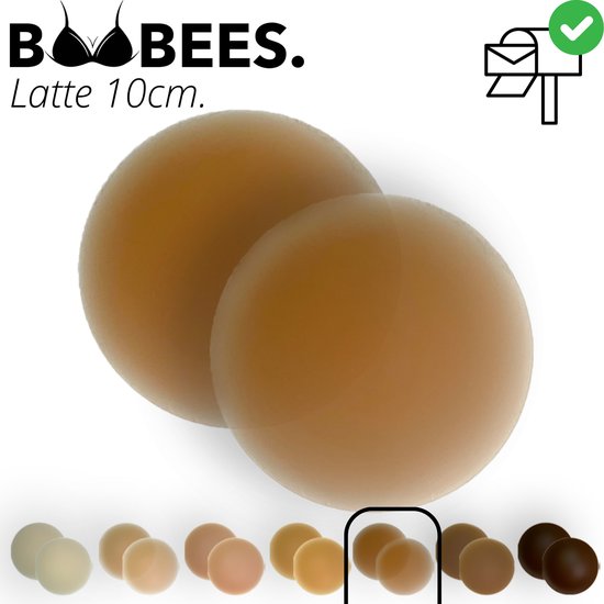 BOOBEES Nipple Covers - 10cm - Latte - Lightskin - Borst pads - Herbruikbaar - Tepelplakkers - Swimproof - Onzichtbaar - Grote borsten