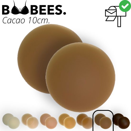 BOOBEES Nipple Covers - 10cm - Cacao - Warm Bruine Tint - Tepelcovers - Herbruikbaar - Tepelplakkers - Swimproof - Onzichtbaar - Grote borsten - Cup D+