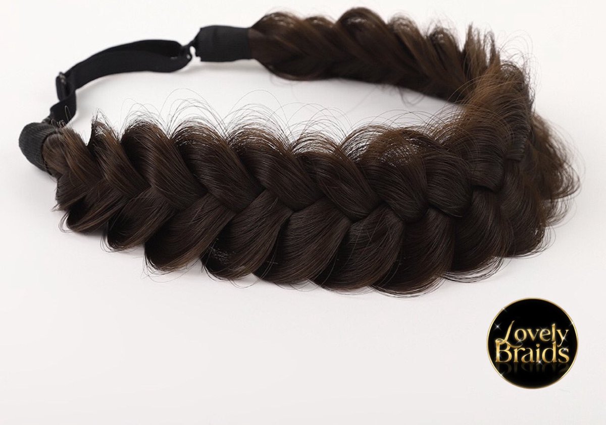 Lovely braids - mocca brown - hair braids - messy - haarband - infinity braids - Haarvlecht band - fashion - diadeem - festival look