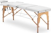 table de massage physa - pliable - repose-pieds inclinable - bois de hêtre - blanc