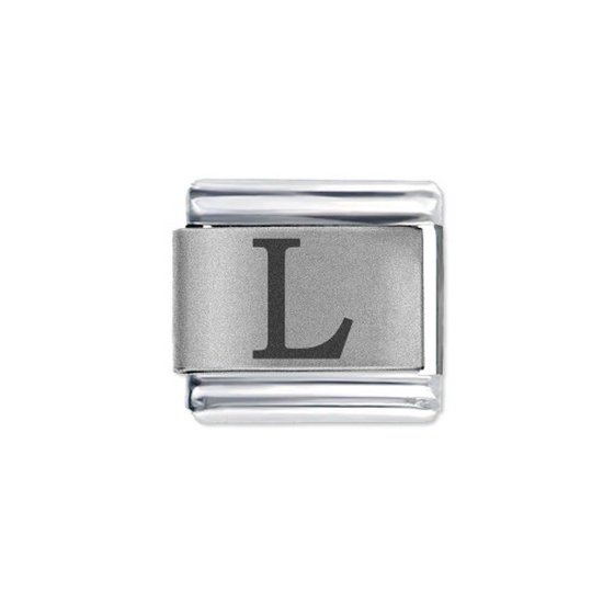 Quiges - Schakel - Bedel - 9mm - charms - Laser alfabet - letter L - Geschikt voor - Nomination- armband - Schakelarmband - italy bedels armband