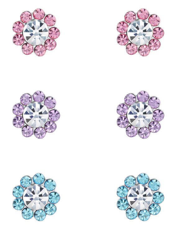 EVER FAITH Bloemen-oorbellen voor dames meisjes strass kristal