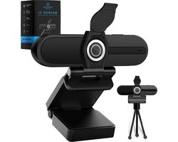 Riffaa 4K Webcam voor Pc met Microfoon 8MP Inclusief tripod
