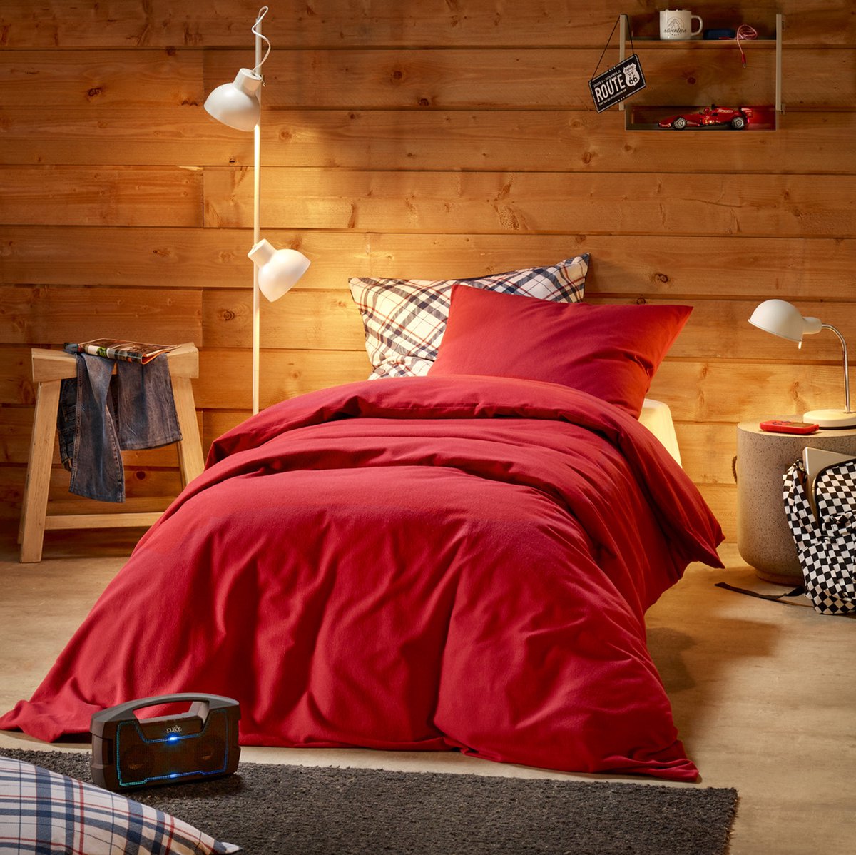 De Witte Lietaer Dekbedovertrek Laura Burgundy - Eenpersoons - 140 x 200/220 cm - Katoen Flanel Rood