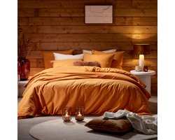 De Witte Lietaer Dekbedovertrek Laura Copper - Tweepersoons - 200 x 200/220 cm - Katoen Flanel