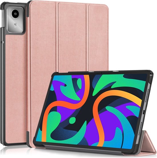 Étui livre à trois volets avec réveil/ Sleep - adapté à l'étui Lenovo Tab M11 - Or rose