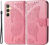 Coverup Vlinder Book Case - Geschikt voor Samsung Galaxy S24 Hoesje - Pink