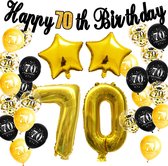 FeestmetJoep® 70 jaar verjaardag versiering & ballonnen - Goud & Zwart