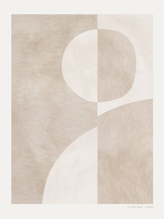 Studio Zibaa - Abstracte beige poster - 30x40 poster - beige poster - abstracte poster - kunst - muurdecoratie -