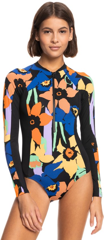Roxy - Maillot de bain femme - Onesie manches longues - Anthracite Flower Jammin - taille XL (42)