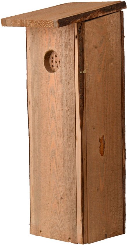 Houten vogelhuisje/nesthuisje 54 cm voor spechten - Vurenhouten vogelhuisjes tuindecoraties - Vogelnestje voor spechten
