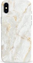 xoxo Wildhearts Marble Off Whites - Single Layer - Hoesje geschikt voor iPhone XR hoesje - Marmer hoesje - Shockproof base - Beschermhoesje geschikt voor iPhone XR case - Gebroken wit