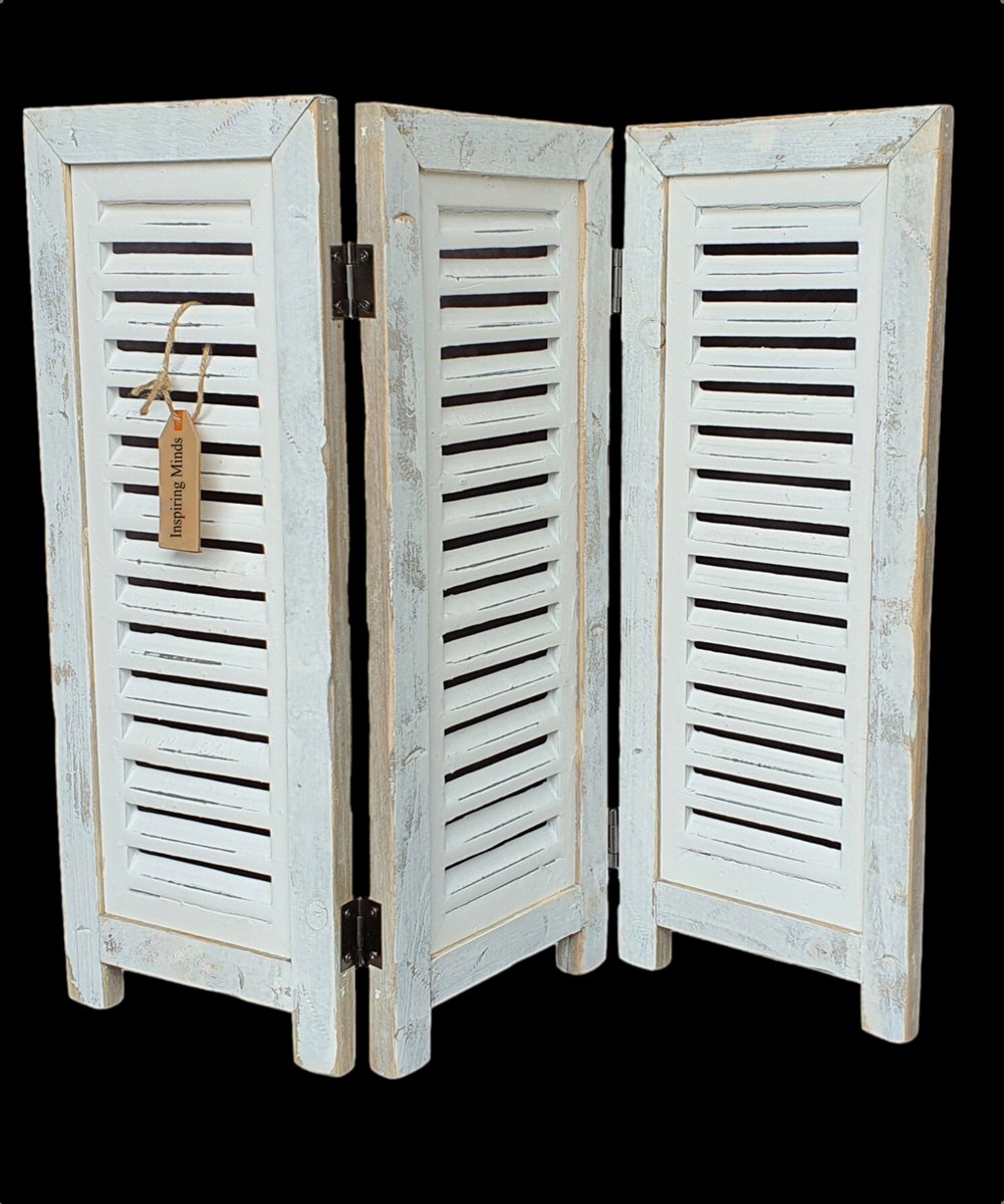Inspiring Minds Raamscherm hout 52 cm landelijke shutter als raam scherm Ibiza White Wit 52cm