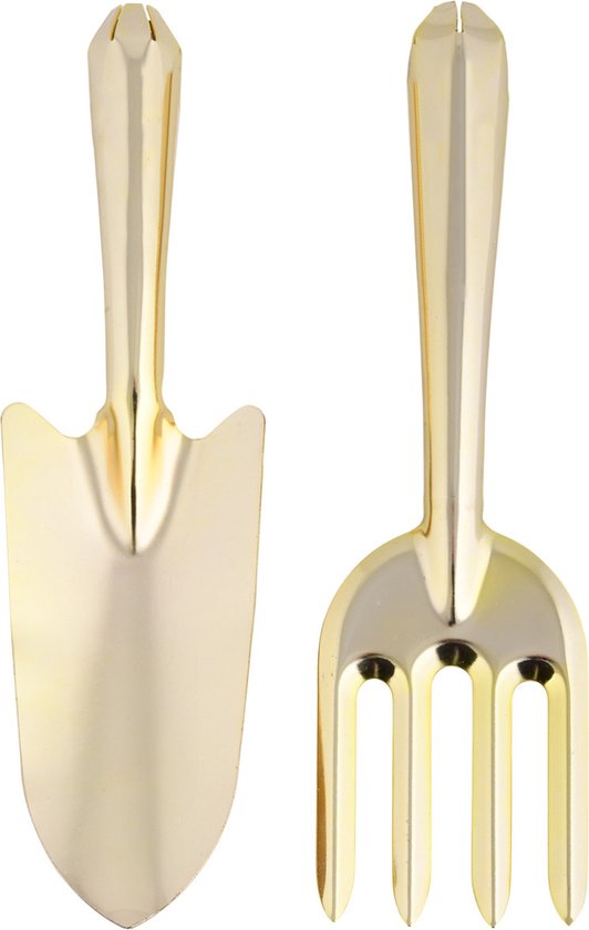 Esschert Design Tuinschep en Handhark - goudkleurig - metaal - 27 cm - 2-delig