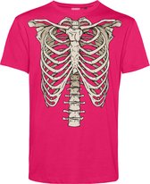 T-shirt kind Skelet | Carnavalskleding kinderen | Carnaval Kostuum | Foute Party | Fuchsia | maat 164