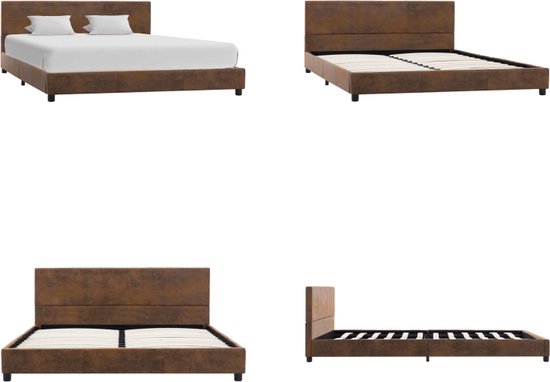 vidaXL Bedframe kunstsuède bruin 120x200 cm - Bedframe - Bedframes - Bed - Bedden