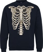 Sweater Skelet | Carnavalskleding dames kinderen heren | Carnaval | Foute Party | Navy | maat L