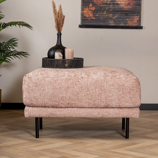 Bronx71® Hocker Denver tissu chenille rose