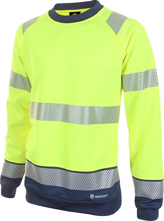 Beeswift HiVis Sweatshirt - Geel/Marineblauw - Maat S