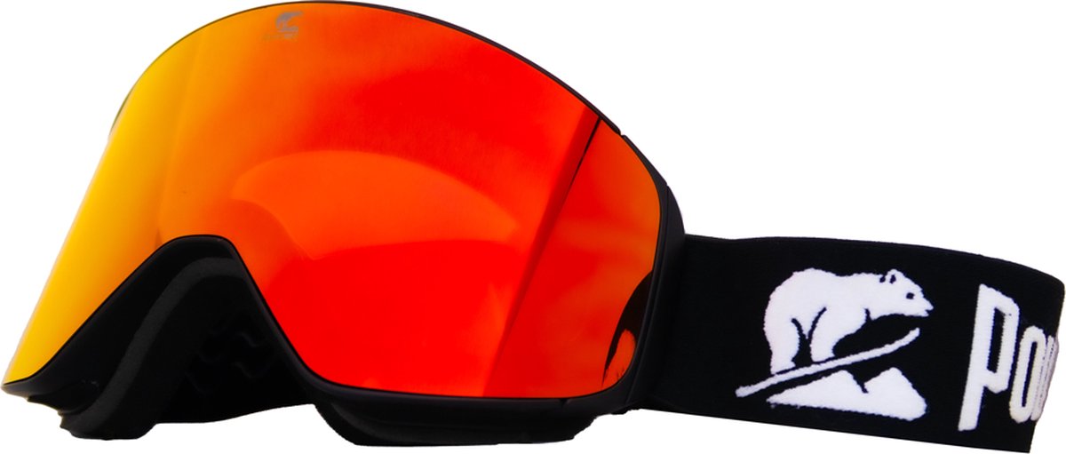 Luxe Magnetische Snowboardbril / Skibril Rode Lens Zwart Frame + Beschermcase & Microfiber hoes - PolarShred - Anti fog - Cat.3 - 100% UV Bescherming - VLT 16%