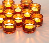 Theelichthouder theelichtglazen vintage glas: 12 stuks votiefkaarsenhouders amber theelichtglazen bulk kleine theelichtglas bruin geribbeld glas bruiloft tafeldecoratie woonkamer