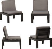 vidaXL Loungestoel met kussen kunststof grijs - Loungestoel - Loungestoelen - Tuinstoel - Tuinstoelen