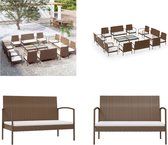 vidaXL 16-delige Loungeset met kussens poly rattan bruin - Loungeset - Loungesets - Tuinset - Gazonset