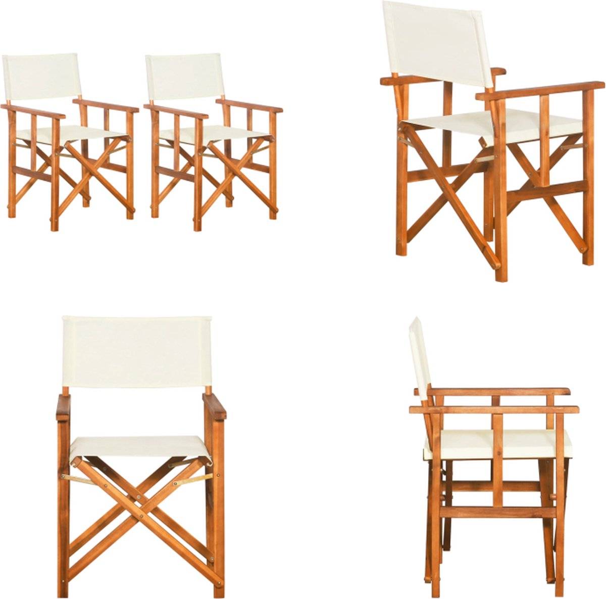 VidaXL Regisseursstoelen 2 st massief acaciahout Regisseursstoel Regisseursstoelen Vouwstoel Vouwstoelen