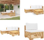 vidaXL 4-delige Loungeset met kussens massief teakhout - Loungeset - Loungesets - Loungeset Voor De Tuin - Loungeset Voor Terras