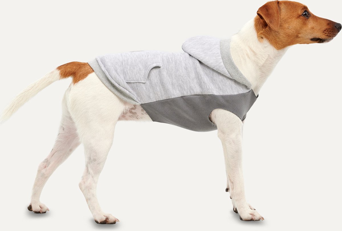 Goo-eez Kangaroo Fleece Hoodie Hond - Zachte Pluche Voering - XL - Ruglengte 56 cm - Hondenhoodie - Eenvoudig Aantrekken - Grijs
