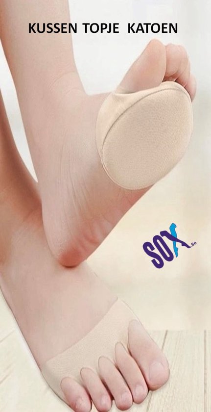 SOX katoenen kousenvoetje topje voor sandalen met comfort kussentje als bescherming onderkant voet 4 PACK Zwart ONE SIZE