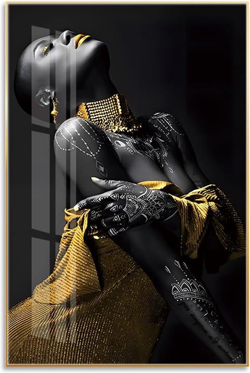 Yellow Elegance Crystal Porcelain schilderij met frame. Afmeting 60x90