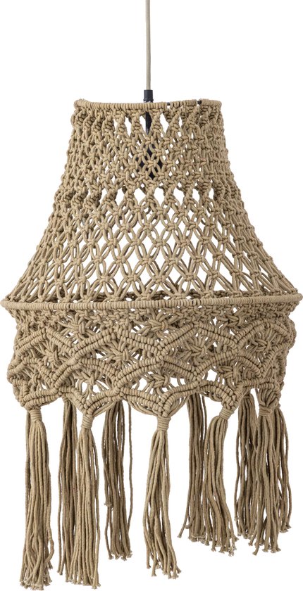 PTMD Milley Green cotton macrame hanging lamp round