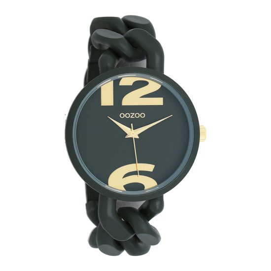 OOZOO Timepieces - Bos groene OOZOO horloge met bos groene grove schakelarmband - C11269