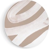 Artaza Forex Muurcirkel Abstracte Kunst - Witte Strepen op Beige - 70x70 cm - Wandcirkel - Rond Schilderij - Wanddecoratie Cirkel - Muurdecoratie