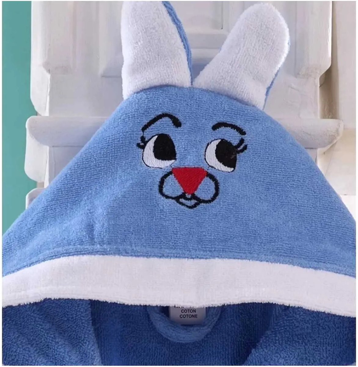 Gekleurde Badjas - Katoenen - Blauw - 3/4 Jaar