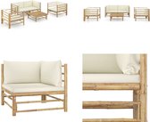 vidaXL 5-delige Loungeset met crèmewitte kussens bamboe - Tuinset - Tuinsets - Loungeset - Loungesets