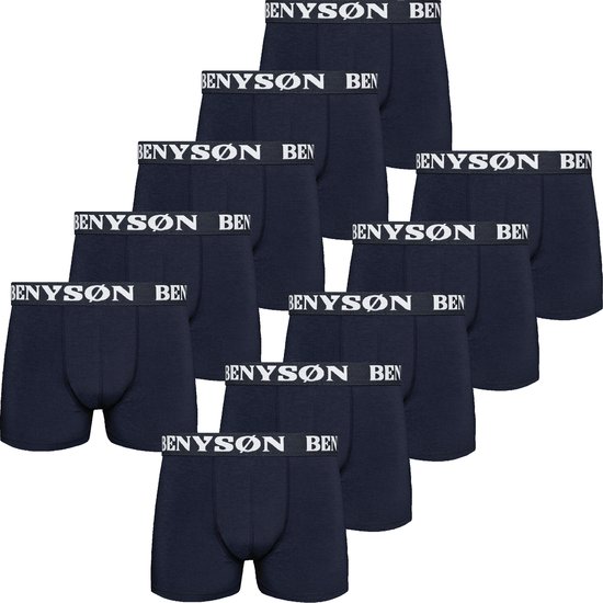 Boxershort Heren - Benyson - 10 Pack - Zwart - Maat XL | Katoen | Ondergoed Heren | Onderbroeken Heren |