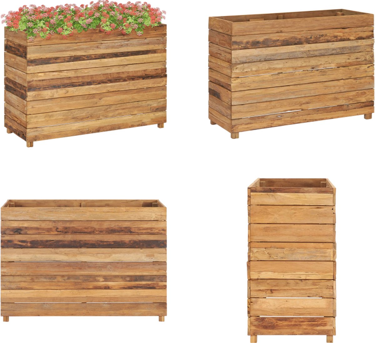 VidaXL Plantenbak verhoogd 100x40x72 cm gerecycled teakhout en staal Verhoogde Plantenbak Verhoogde Plantenbakken Plantenbak Plantenbakken